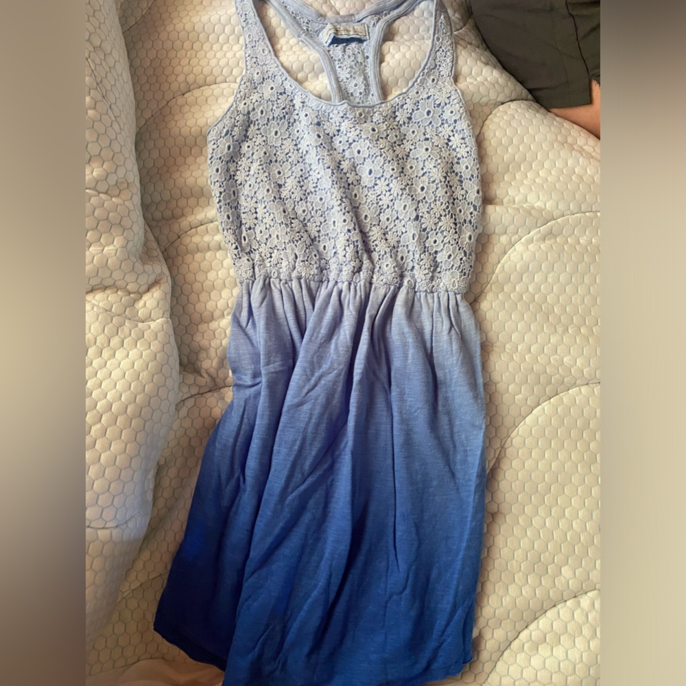Abercrombie two tone blue lace top dress size S